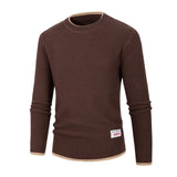 Wiaofellas  -  New Men's Round Neck Loose Color Block Pullover Sweater Knitted Youth Casual Bottom Shirt