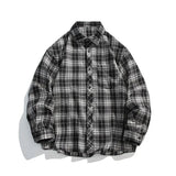 Wiaofellas  -  Autumn Long Sleeved Shirt Men Retro Casual Shirt Men Japanese Streetwear Loose Plaid Shirt Mens Vintage Shirts Large Size 5XL