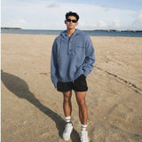 WIAOFELLAS  -  Hooded turtleneck sweater men's autumn and winter loose lazy style sweater retro thickened sweater jacket