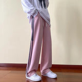 WIAOFELLAS  -  Fashion Casual Fashion Striped Guard Pants Men's Autumn New Elastic Waistd Drawstring Patchwork Pockets Straight Loose Trousers