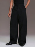 Wiaofellas  -  New Spring Summer Men's Solid Woven Naples High Waist Trousers Straight Leg Business Casual Suit Pants for Daily Wear
