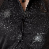 WIAOFELLAS Shiny Hot Diamond Shirt Men Long-sleeved Slim Casual Bottoming Shirt Nightclub Clothing Social Party Stage Singer Chemise Homme