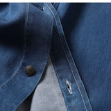 Wiaofellas  -  Silky Thin Summer Mens irt Stand Collar Open Cardigan Breathable Lyocell Denim ort Sve Trendy Casual Loose Fit Pure Color