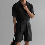 WIAOFELLAS  -  Men's Knitted Hollow Short-Sleeved Polo Shirt American Retro Fashion Trend Street Loose Breathable Casual Niche New Men's Tops