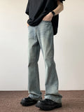 WIAOFELLAS  -  Blue Waed Summer Thin American High Street Straight Leg Jeans Cleanfit Haome Flared Pants for Men Long Youth Trendy Fit