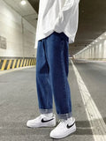 Wiaofellas  -  Autumn Korean Fashion Drawstring Y2K Jeans Homme Classic Baggy Straight Wide Leg Pants New Hip Hop Streetwear Casual jean