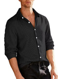 2025 New Jacquard Long Sleeve Button Cardigan Jacket Men's Solid Color Casual Sports Loose Men's Shirt