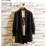 WIAOFELLAS  -  Men Fashion Long Vest Sleeveless Jacket Cardigan Male Nightclub Singer Stage Costume Korean Casual Gilet Cloak Colete Masculino