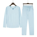 WIAOFELLAS  -  2pcs Set Men's Shirt and Pants Suits for Men Small V-neck Beach Wear Tracksuit Solid Color Shirts Sweatpants Hawaiian Vacat