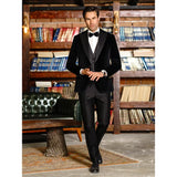 WIAOFELLAS  -  Black Velvet Peak Lapel One Button Men Suits 3 Piece Set Party Prom Male Suit Slim Fashion Wedding Tuxedo (Blazer+Vest+Pants)