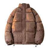 Wiaofellas  -  Men's Winter Harajuku Streetwear Fashion Jacket Parkas Bubble Jacket Oversize Warm Solid Coat Faux Suede Puffer Jacket