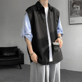 WIAOFELLAS  -  Summer Short Sleeved Shirt Men Oversized Society Mens Black Dress Shirt Korean Loose Casual White Shirt Mens Striped Shirts