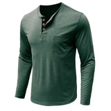 WIAOFELLAS  -  Fashion T-Shirts Men Autumn Slim Fit Long Sleeve Henley Shirt Man Streetwear Casual Solid Color T-Shirt