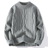 WIAOFELLAS  -  Men's Kintted Long Sleeved Sweater Men Solid Color Sweater Autumn/winter Soft Warm Comfortable Top Thick Warm Wool Pullovers