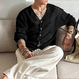WIAOFELLAS  -  Men Cardigan Solid Knitted V Neck Long Sleeve Men Sweaters Streetwear Loose Korean Style Fashion Casual Men Clothing