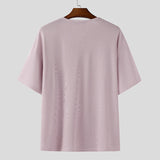 WIAOFELLAS  -  Men T Shirt Solid Short Sleeve Drawstring Lace Up Loose Male Tee Tops Streetwear Summer 2025 Korean Style Men Clothing