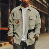 WIAOFELLAS  -  Vintage Jacket for Men Royal Style Texture Pattern Print Long Sleeve Turn-down Collar Coat Casual Streetwear