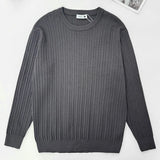 WIAOFELLAS  -  Casual Long Sleeve O Neck Knit Sweater Mens T Shirt Autumn Winter Fashionable Solid Color Jumpers For Men Daily Leisure Sweaters