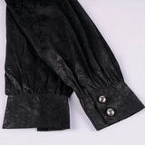 WIAOFELLAS  -  Mens Black Print Ruffled Shirts Pirate Shirt Vampire Renaissance Victorian Steampunk Gothic Medieval Halloween Costume Clothing