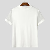 WIAOFELLAS  -  Men T Shirt Mesh Patchwork V Neck Short Sleeve Male Tee Tops Summer Streetwear 2025 Fashion Casual Men Clothing S-5XL