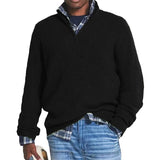 WIAOFELLAS  -  Autumn Winter Men's Half Zipper Knit Pullovers Solid Mock Neck Casual Knitted Sweater Men Long Sleeve Loose knitwear Plus Size