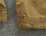 WIAOFELLAS  -  Classic vintage button-down biker jacket top men's youth cotton khaki do old wash cargo coat trend