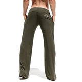 WIAOFELLAS  -  Men's Casual Stretch Rib Knit Flare Pants Casual Wear