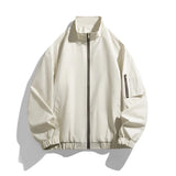 WIAOFELLAS  -  Thin Stand Collar Workwear Jacket Men New Spring Autumn Men's Solid Color Coat Zipper Fashion Windproof Bomber Jackets Man