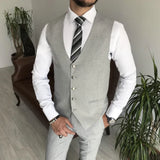 WIAOFELLAS  -  Light Gray Notch Lapel Single Breasted Suits for Men 3 Piece Chic Formal Casual Business Wedding Tuxedo (Blazer+Vest+Pants)