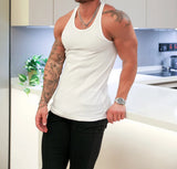 WIAOFELLAS  -  Summer Knitted Men's H-shaped Slim Fit Vertical Stripe Tank Top Fitness Training Breathable Sleeveless Fashion New Style