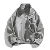WIAOFELLAS  -  Spring Casual Jacket Men Multi Pocket Stand Collar Cargo Outwear Zipper Loose Full Sleeve Coat Male High Quality Jackets