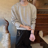 Wiaofellas  -  Men's Solid Color Stitching Long-Sleeved Sweatshirt American Retro Fashion Trend Street Casual Loose Breathable Niche Men's Tops