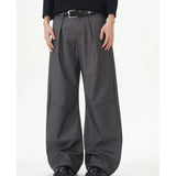 WIAOFELLAS  -  Pleated scimitar trousers for men in spring and autumn new trendy brand high-end loose straight trousers draped casual pants