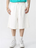 Wiaofellas  -  Mens Wear Summer New Casual Loose Korean Style Shorts Wide Leg Solid Color Streetwear Knee Length Shorts