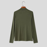 WIAOFELLAS  -  Men T Shirt Turtleneck Long Sleeve Zipper Knitted Tee Tops Men Streetwear Korean Style Fashion Casual Men Clothing S-5XL