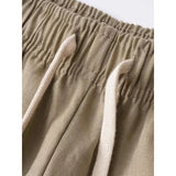 Wiaofellas  -  Spring Summer 210G 100% Linen Pants Thin Solid Loose Straight Tube Pants Breathable Men's Elastic Waist Drawstring Long Pants