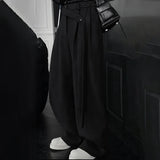 Wiaofellas  -  Mens Suede Ribbon Casual Pants Spring Streetwear Fashion Youth Luxury Old Money Men Wide Leg Pants Men's Wear New