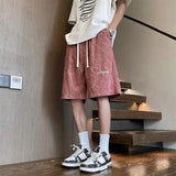 WIAOFELLAS  -  Fashion New Men's Letter Print Tie Dye Drawstring Design Shorts Trendy Summer High-waisted Loose Short Pants Male