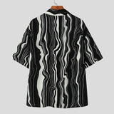 WIAOFELLAS  -  Men Shirt Printing Summer Lapel Short Sleeve Loose Casual Men Clothing Streetwear 2025 Korean Style Fashion Male Shirts