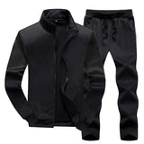 Wiaofellas  -  Men's Tracksuit Autumn Casual Joggers Stand Collar Fleece Sportswear Jackets And Pants 2 Piece Sets Hip Hop Running Sports Suit