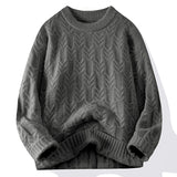 WIAOFELLAS  -  Round Neck Sweater Ribbed Neckline Not Easy Deform Thick Warm Fashion Trend Crisp Shape High Thin Quality Fabric Comfortable