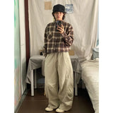 WIAOFELLAS  -  Japanese Retro Pleated Wide-leg Men Spring and Autumn Simple Elastic Waist Work Casual Pants