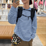 WIAOFELLAS  -  2026 Men Striped T Shirt O-neck Long Sleeve Korean Style Male Basic Tee Tops Streetwear Stylish Casual Men Clothing