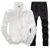 Wiaofellas  -  Men's Tracksuit Autumn Casual Joggers Stand Collar Fleece Sportswear Jackets And Pants 2 Piece Sets Hip Hop Running Sports Suit
