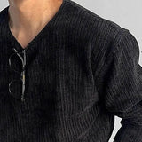 WIAOFELLAS  -  Autumn Men's Solid Color Knitted Long-Sleeved T-Shirt American Retro Fashion Trend Loose Street Casual Breathable Men's New Tops