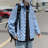 Wiaofellas  -  Baseball Jacket Men Jacket Trendy Boys Checkerboard Plaid Loose Men Jacket