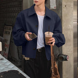 WIAOFELLAS  -  Men Jackets Solid Lapel Long Sleeve Button Loose Male Thin Coats Streetwear Korean Style Fashion Casual Outerwear Men