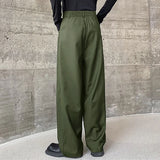 WIAOFELLAS  -  Men Pants Solid Color Button Joggers Loose Pleated Wide Leg Trousers Men Streetwear Fashion Casual Long Pants S-5XL