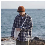 WIAOFELLAS  -  American retro plaid shirt men's autumn and winter thickened and fleece warm, trendy loose and casual long-sleeved shirt jacket