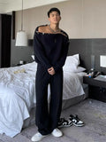 WIAOFELLAS  -  New Fashion Autumn Winter Casual Men's Sweater Long Sleeve Slim Knitted Pullovers Fashion Contrast Crew Neck Knitted Pullover